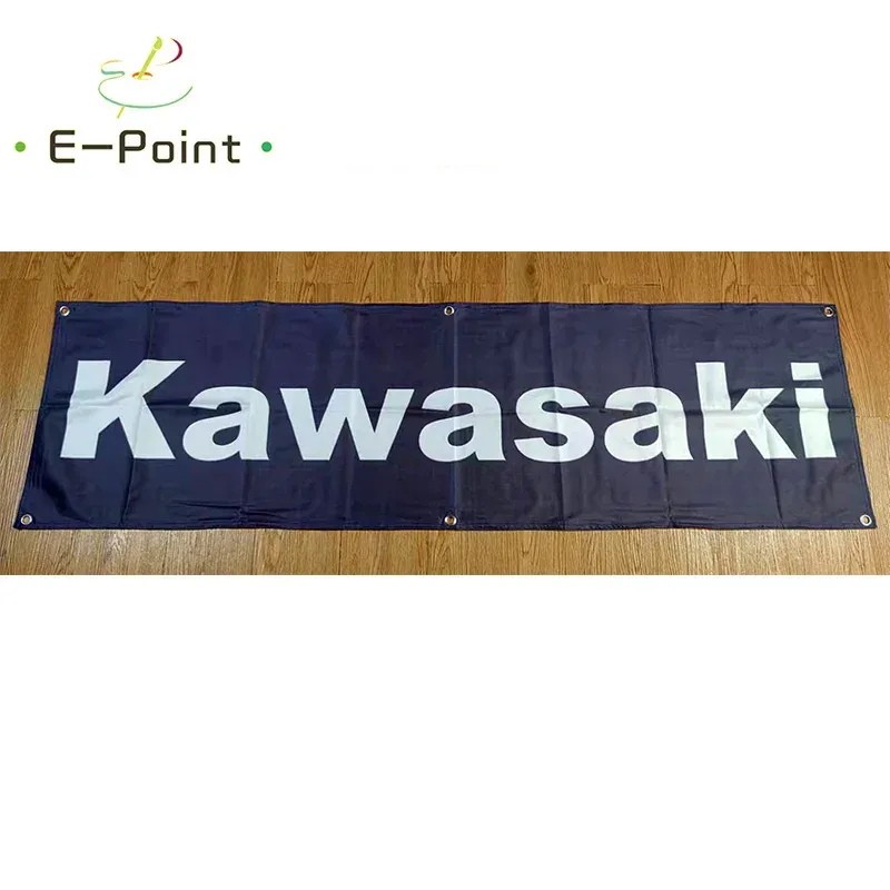 Akcesoria 130GSM 150D Materiał Japonia Kawasaki Motocykl Sztandar 1,5 stóp*5 stóp (45*150 cm) Rozmiar do flagi domowej Home Indoor Decor YHX035