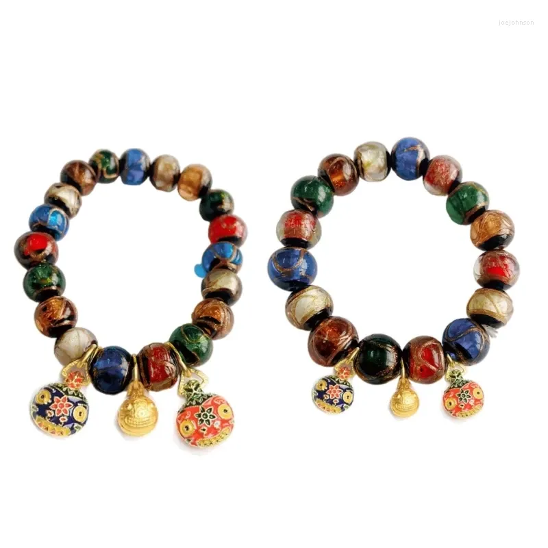 Bracelets de charme Bracelet de groupe ethnique Vintage Perles Encens Cendres Glaze Mode Poignet Bijoux Bracelets Pour Goutte