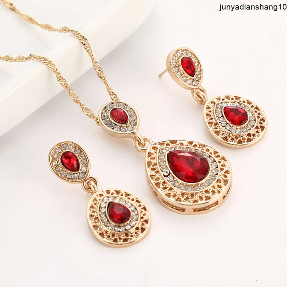 Set di orecchini per collana a forma di goccia di cristallo, set di gioielli da sposa, accessori per donna