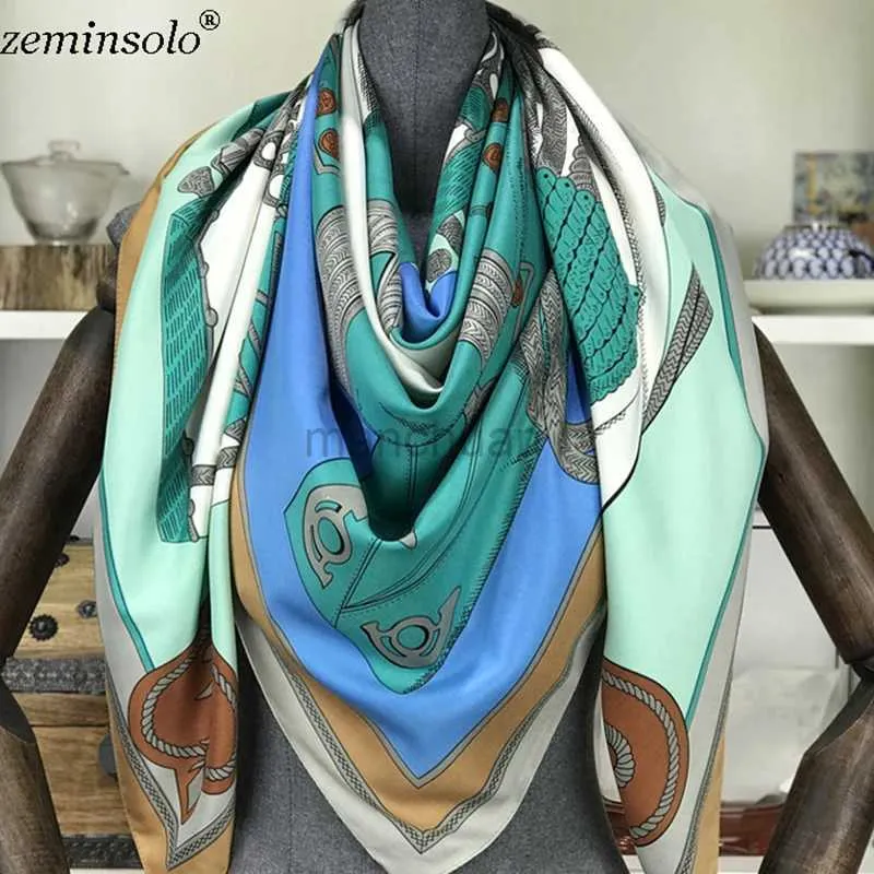 Sarongs 100% Silk Scarf Womens Big Shawl Stoles Headband Printed Fashion Square Scarf Echarpes Foulards Womens Bag Bandage 130 * 130cm 240325