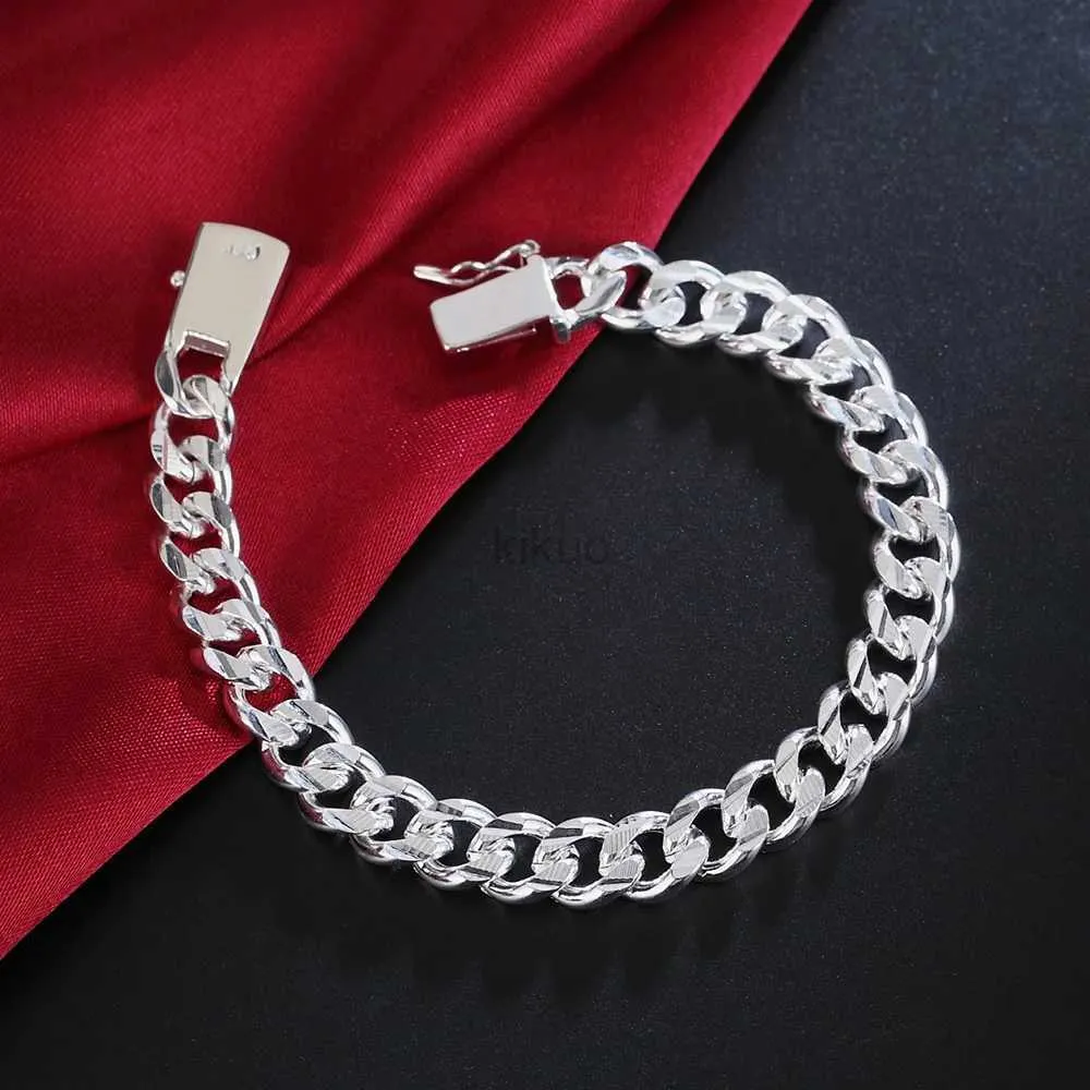 Catena placcata in argento 925 catena squisito braccialetto intrecciato donna alla moda e affascinante tinta unita matrimonio carino modello semplice gioielli H207 24325