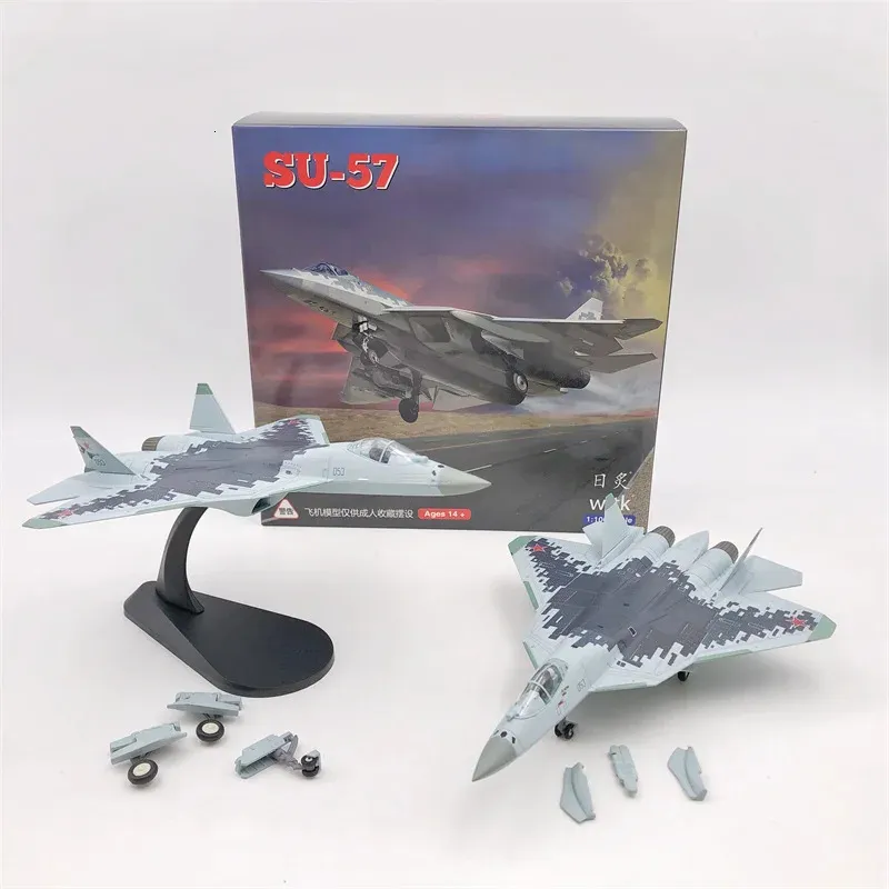 Diecast metal liga 1/100 escala russo su 57 su57 avião de combate modelo Su-57 avião modelo brinquedo para coleção 240314