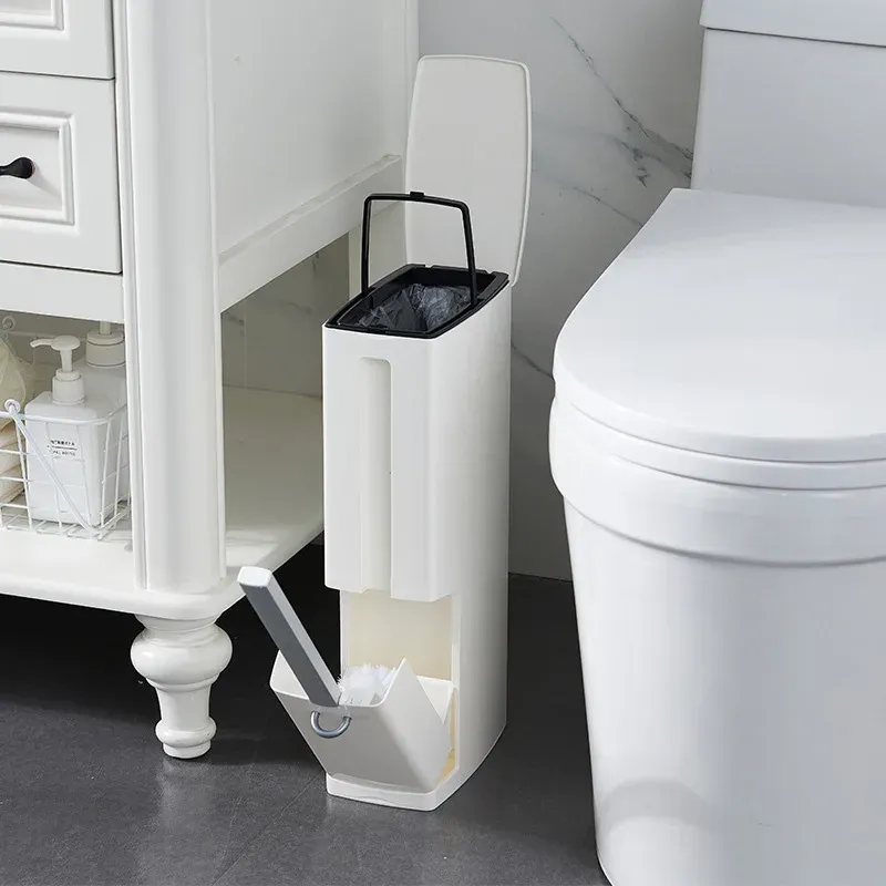 Bags Plastic Trash Can Set Toilet Brush Waste Bin Dustbin Garbage Bag Dispenser JAN88