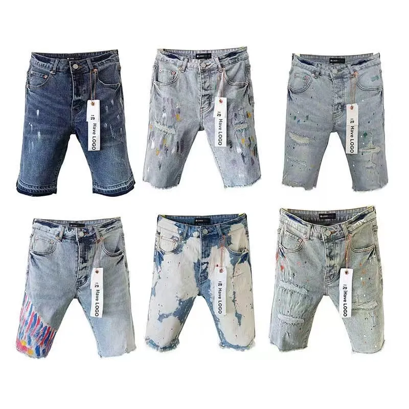 Jeans roxos mens designer curto bordado quilting rasgado para marca de tendência vintage vintage calça casual sólido clássico reto jean para masculino motocicleta calça