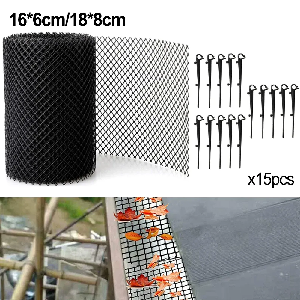 Netting 1pc Dachrinnenschutz Mesh Roll Waschbecken Sieb Schild PP Blatt Zweig Filter Schutt Schutz Netting Garten Zubehör