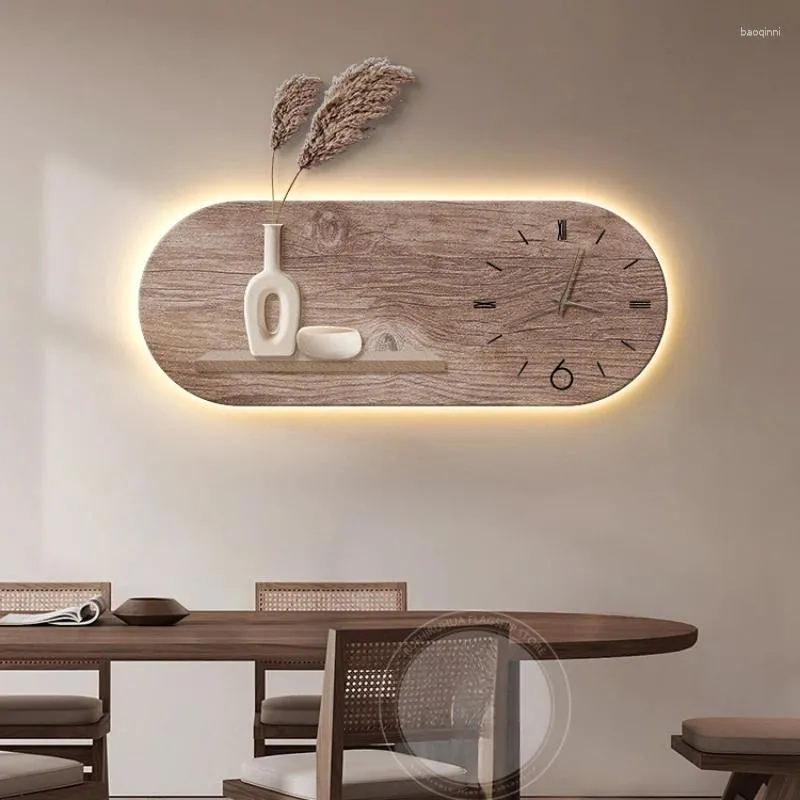 Horloges murales 2024 Lumière Luxe Original Bois Horloge Grès Haute Qualité Sens Restaurant