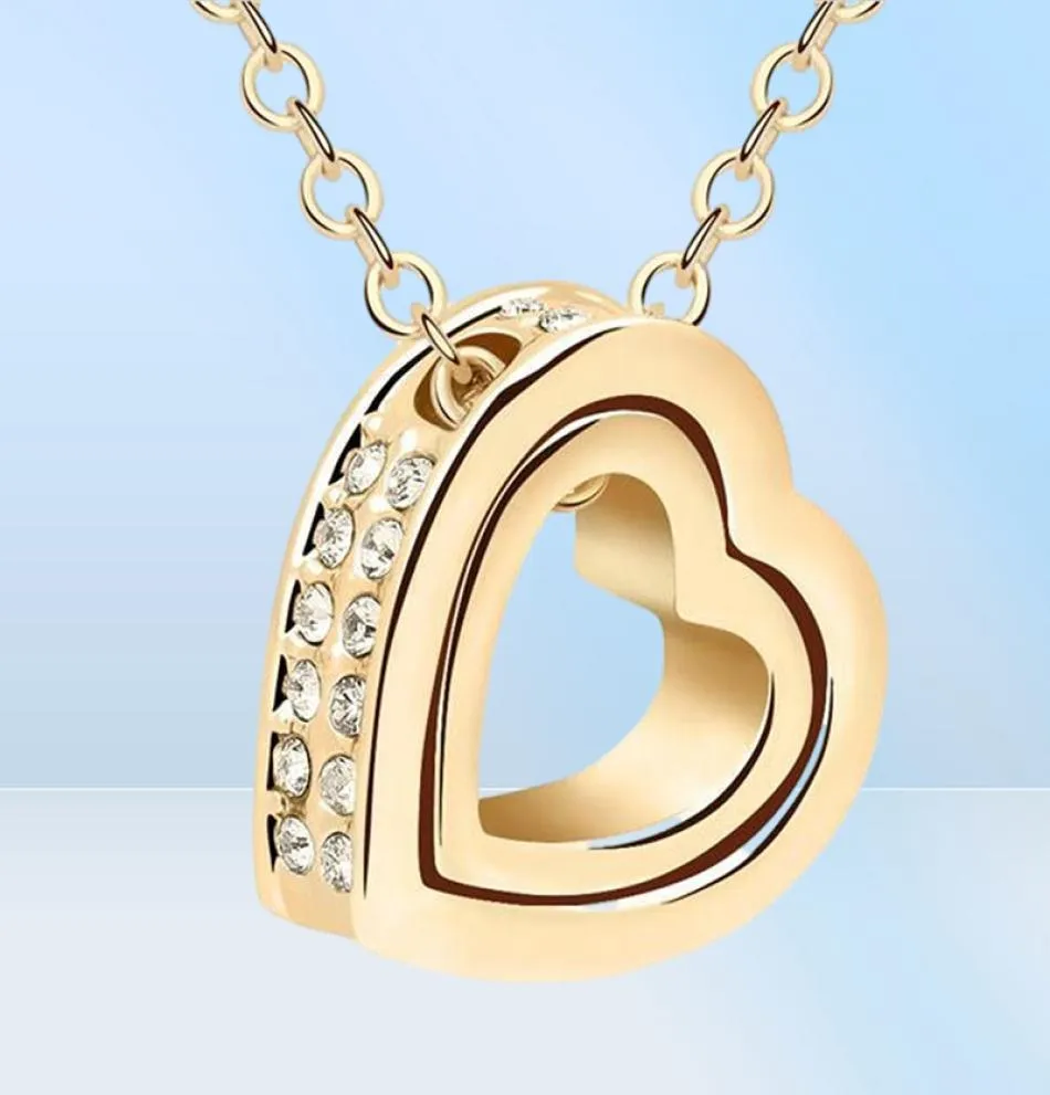 Pendant Necklaces Heart Necklace Women Silver 18K Gold Plated Designer Jewelry Crystal Pendants Jewellery Valentine039s Day A6600538