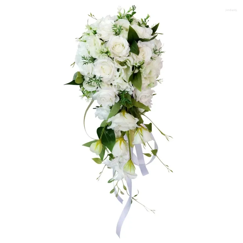 Flores decorativas 13me rosa casamento buquê de noiva romântico cachoeira segurando flor noiva buquês de dama de honra dia dos namorados