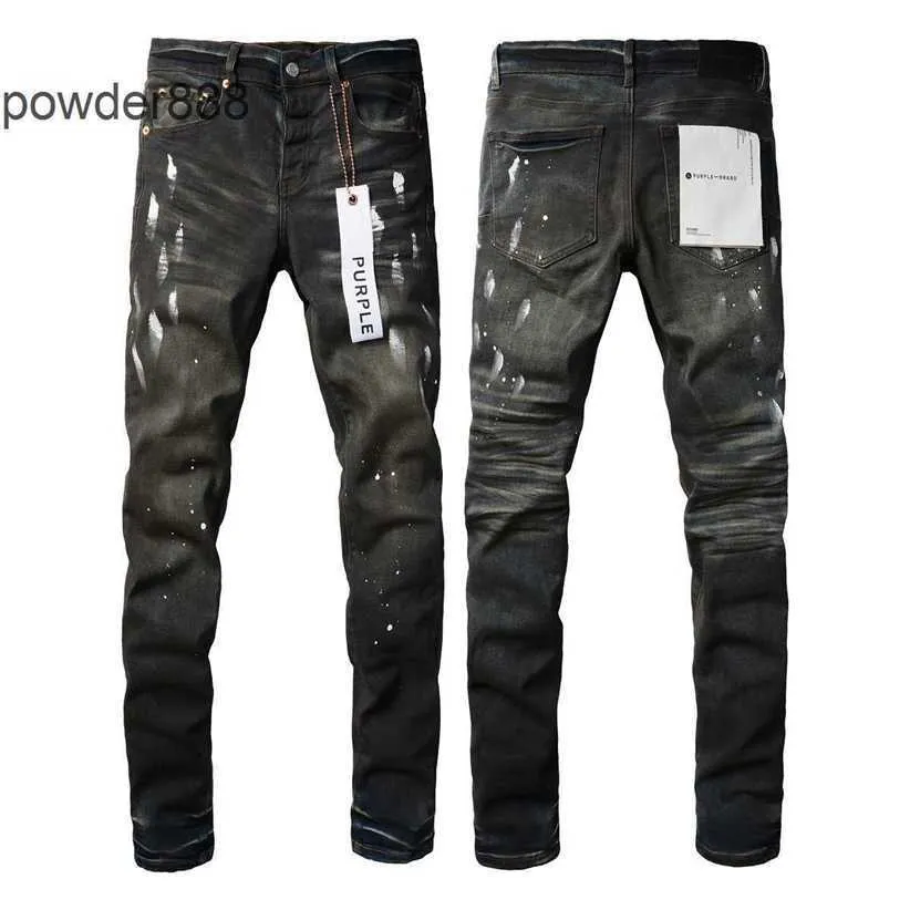 Jeans di marca viola American High Street vernice nera invecchiata 9036
