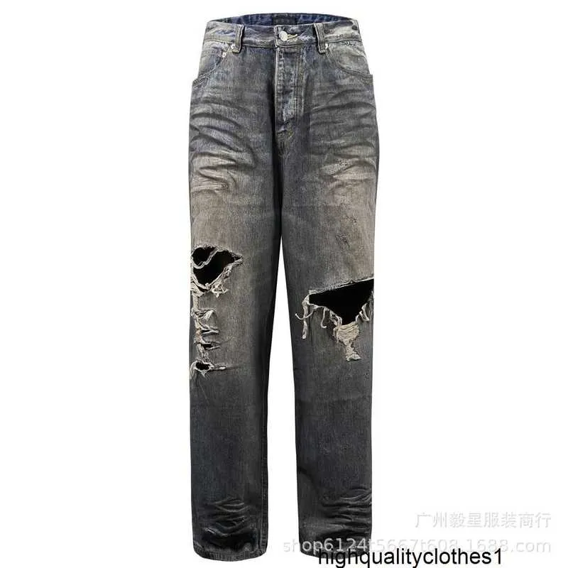 Designer High Version B Familie 23SS HerbstWinter lässig und vielseitig Instagram gewaschene und abgenutzte Distressed Maschinenreparaturhosen Jeans für Männer und Frauen DCGE