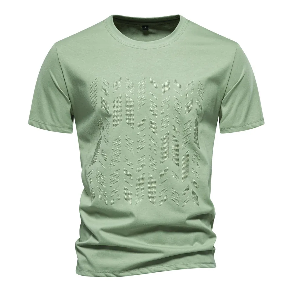 Summer Cool Cotton Blend T-shirt dla mężczyzn marki krótkiego rękawu wysokiej jakości haft męskie T koszule 240313