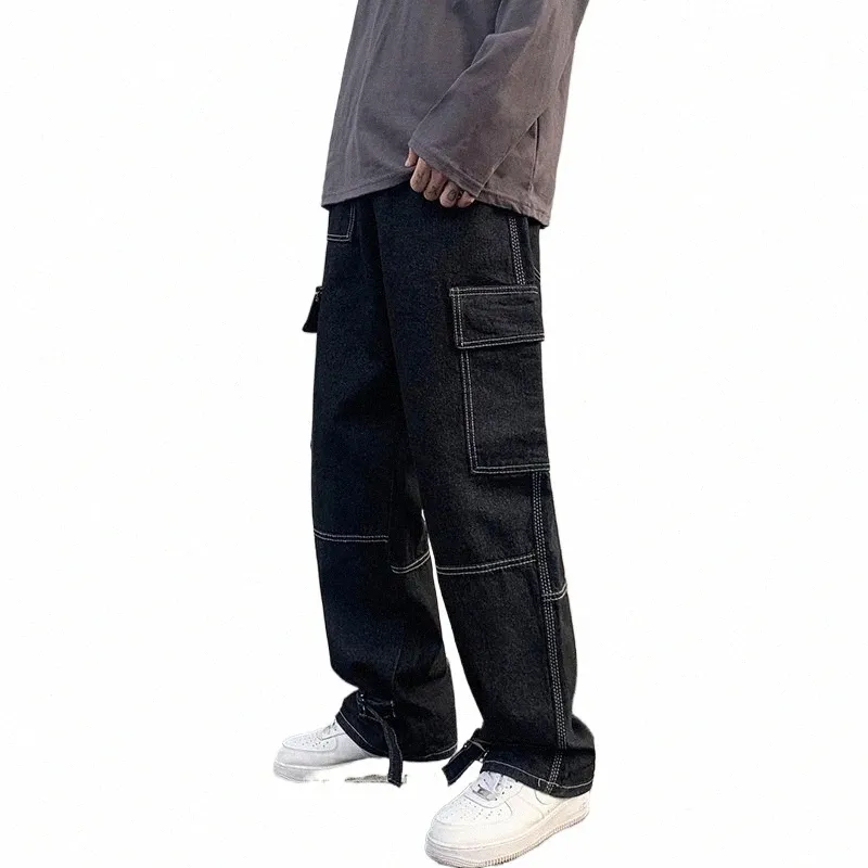 men Wide Leg Jeans Hip Hop Casual Men's Straight Baggy Denim Pants Streetwear Skateboard Pant Neutral Trousers Plus Size S-5XL F3G4#