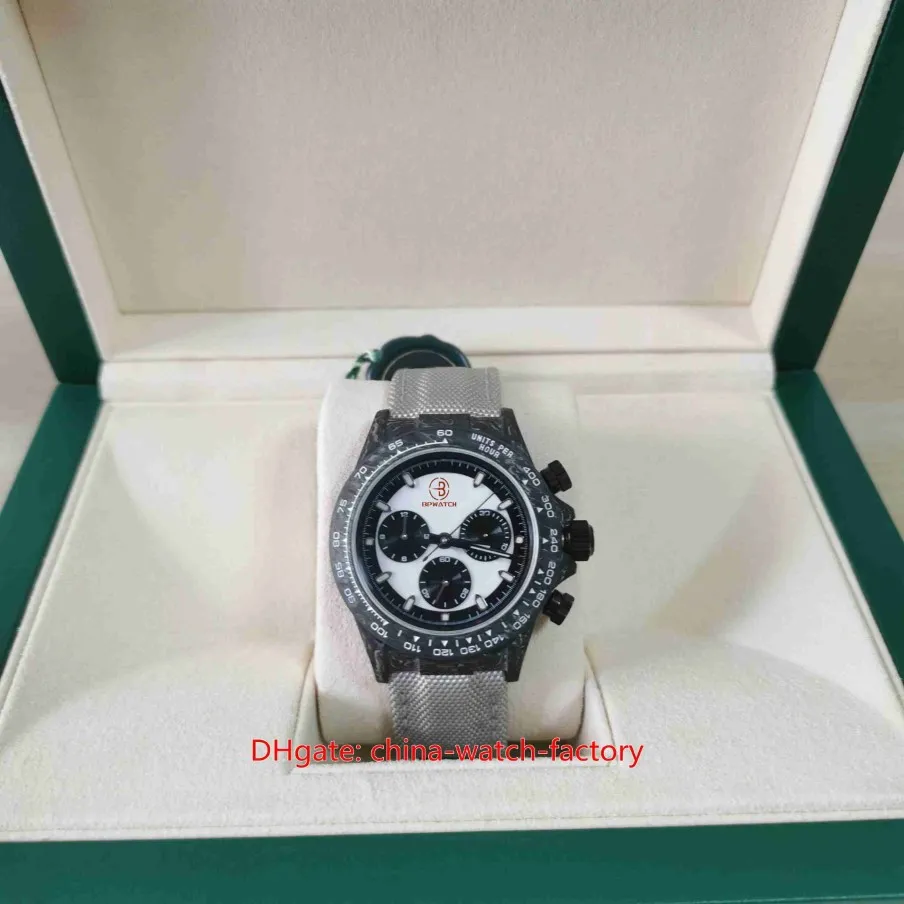 Melhor qualidade relógio masculino 40mm cosmograph diw relógios de couro de fibra carbono cronógrafo cronômetro cal 4130 movimento mecânico auto2688