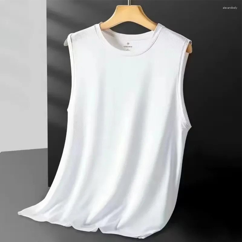 Tanques masculinos HPT HPT Mens O-pescoço respirável sem mangas t Camisetas meninos confortáveis estressos de camisetas de seda de seda de seda gelo