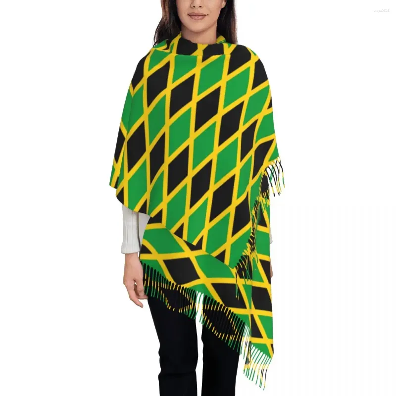 Eşarplar Kadın Eşarp Sıcak Yumuşak Jamaikalı Bayrak Tassel Love Y2K Serin Şallar Wrpas Sonbahar Tasarımcısı Bufanda Mujer