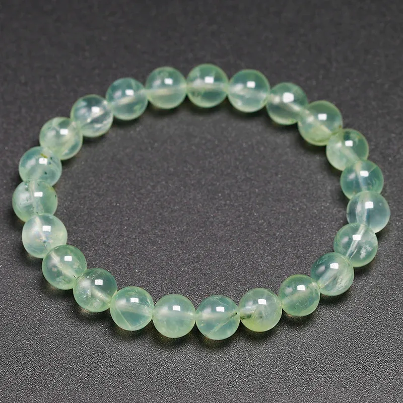 Bangles Genuine Natural Stone Natural Grape Stone Elastic Grade A Prehnite Bead Bracelet Size 6 mm 8 mm 10mm Gifted to Women's Jewelry