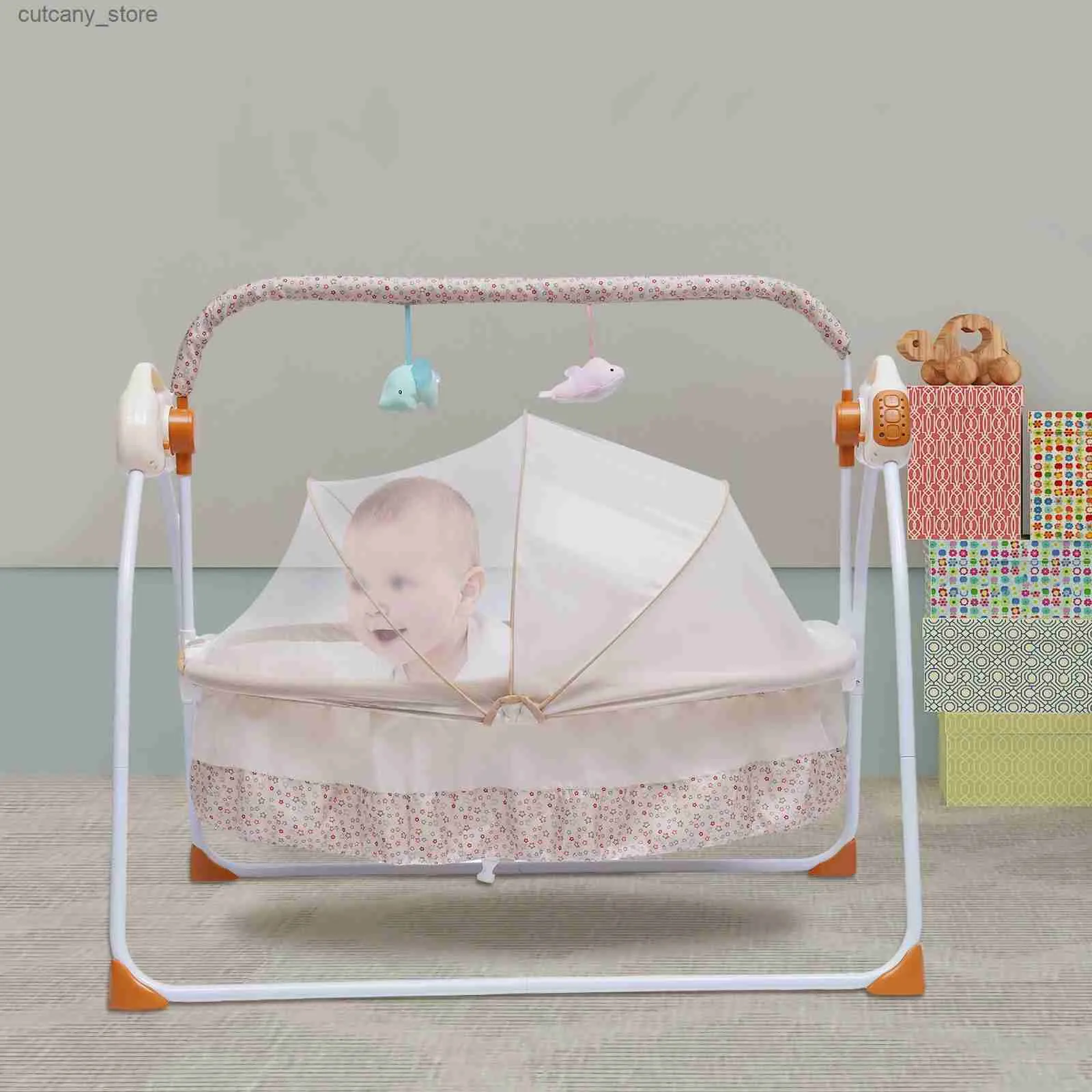 Berceau bébé chaise à bascule automatique électrique bébé balançoire lit berceau musique réglable + tapis Crad Rote contrôle L240320