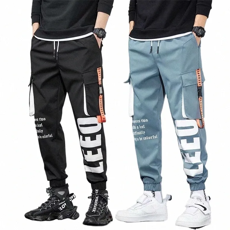 summer Joggers Cargo Pants for Men Casual Hit Color Pocket Male Hip Hop Trousers Sweatpants Streetwear Ribbs Techwear Pants q7mf#