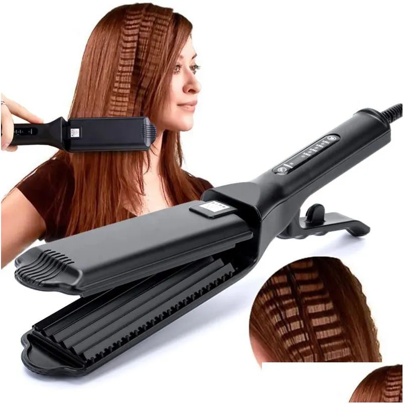 Curling Irons Ceramic Hair Curler Corrugated Iron Electric Crimper Wave Corn Wand Styling Tools Corrugation 230828 Drop Delivery Produ Dhgid