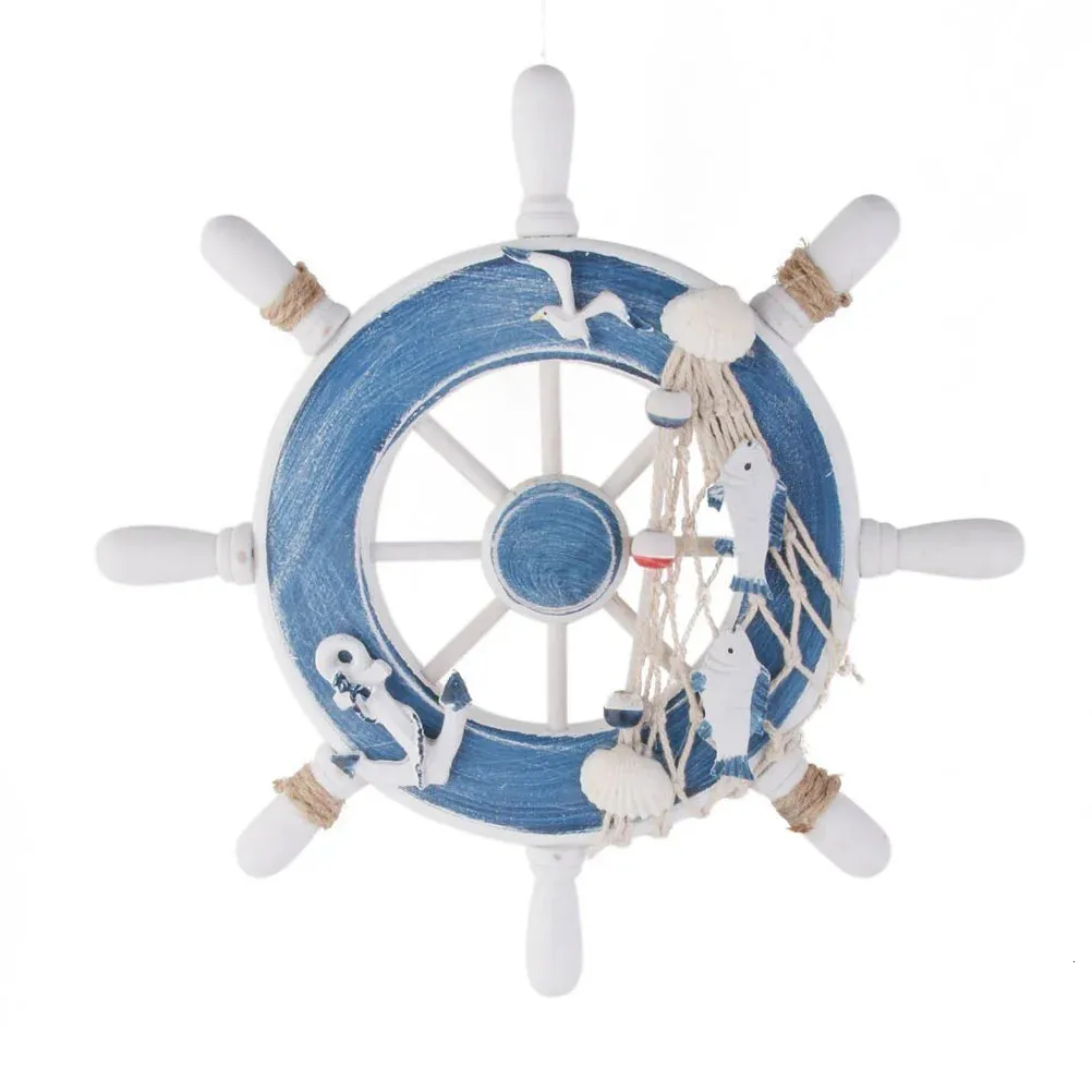 Decoração de leme de navio mediterrâneo, leme de roda de barco náutico, artesanato em madeira, acessórios para casa, listagem 240314