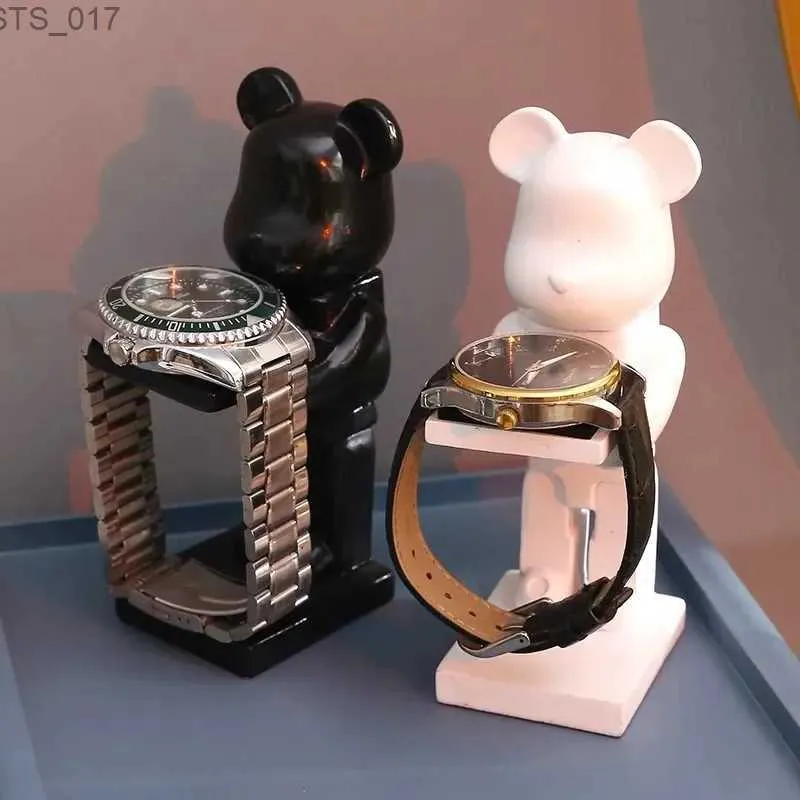 Новинки Bearbrick Watch Key Tray Стеллаж для хранения Творческий Bearbrick Фиолетовый рисунок медведя Украшение рабочего стола Вход Часы Поднос для телефона GiftL2403