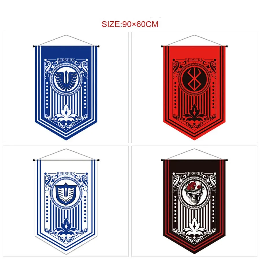 Akcesoria 60x90cm Berserk Anime Banner Flag Flag Gra Kurtyna wisząca plakat