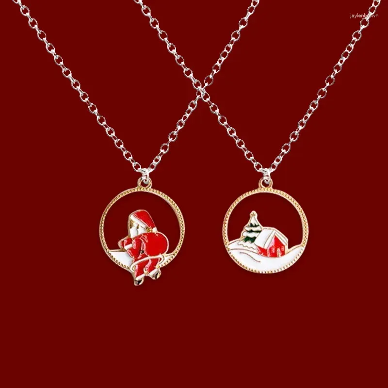 Anhänger Halsketten Weihnachten Halskette für Frauen Santa Claus Baum Schneeflocke Glocken Schlüsselbein Kette Choker Mädchen Party Schmuck