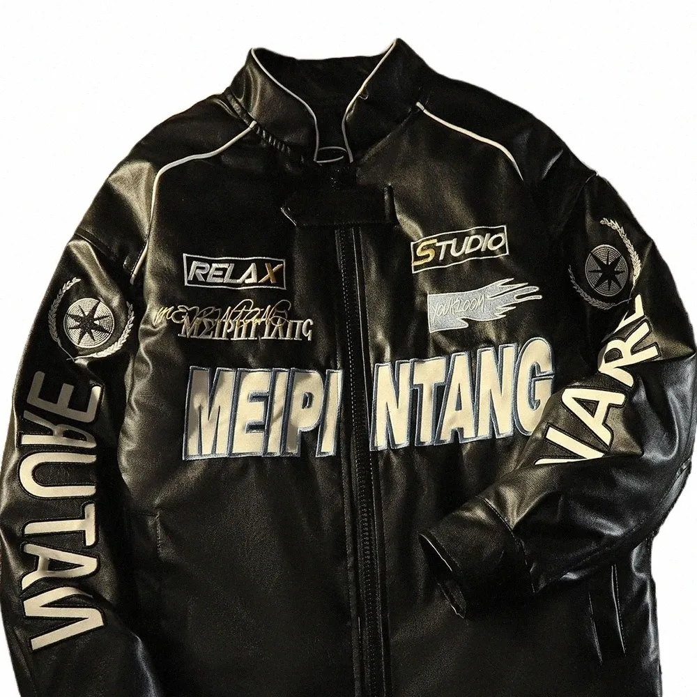 Y2k Amerikanische Lederjacke Männer Herbst Straße Pilot Motorrad Racing Anzug Hiphop Trendy Marke Fi Casual Jacke Mantel 73Es #