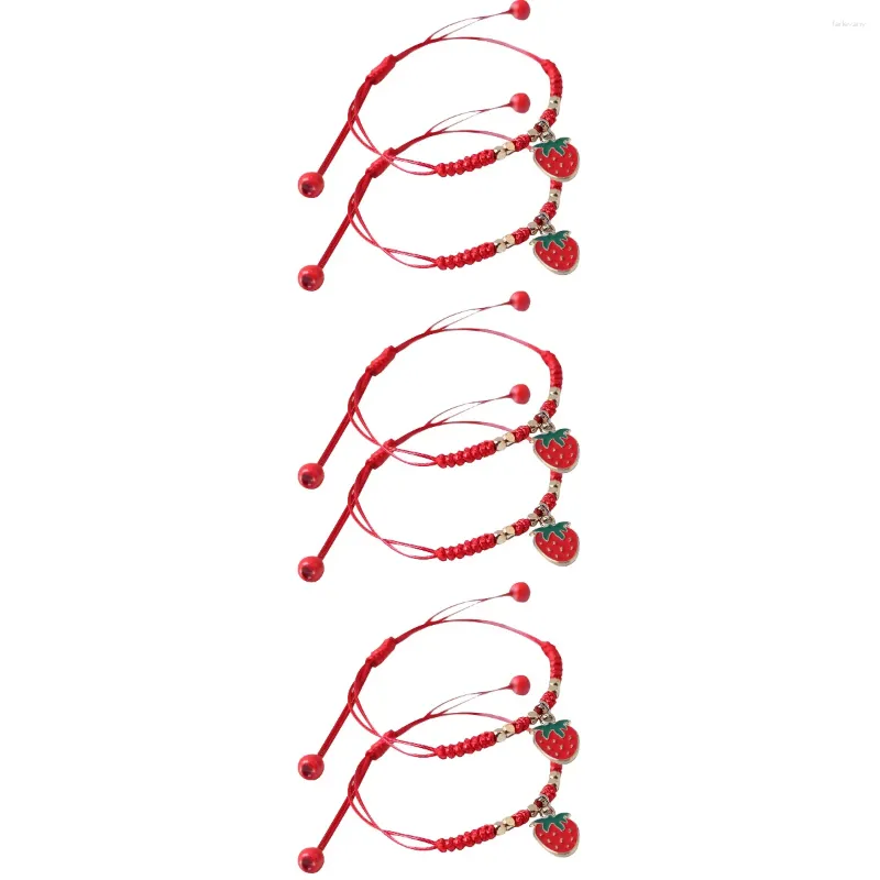 Bracelets de charme 6 pcs amitié tissé bracelet fraise poignet corde réglable tressé