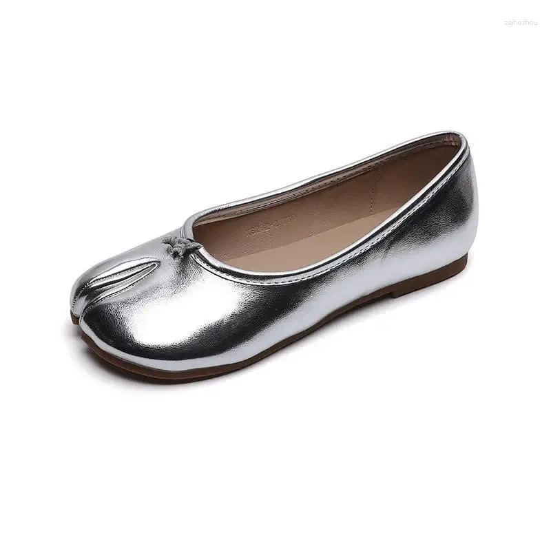 Chaussures décontractées Mocassins en cuir pour femmes, bout fendu plat, semelle souple, à enfiler