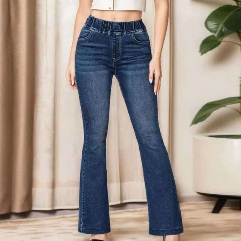 Damesjeans Hoge elastische taille Dames Slim Fit BuLift Bootcut-broek Grote maten Chic Trendy rekbaar hipster-denim