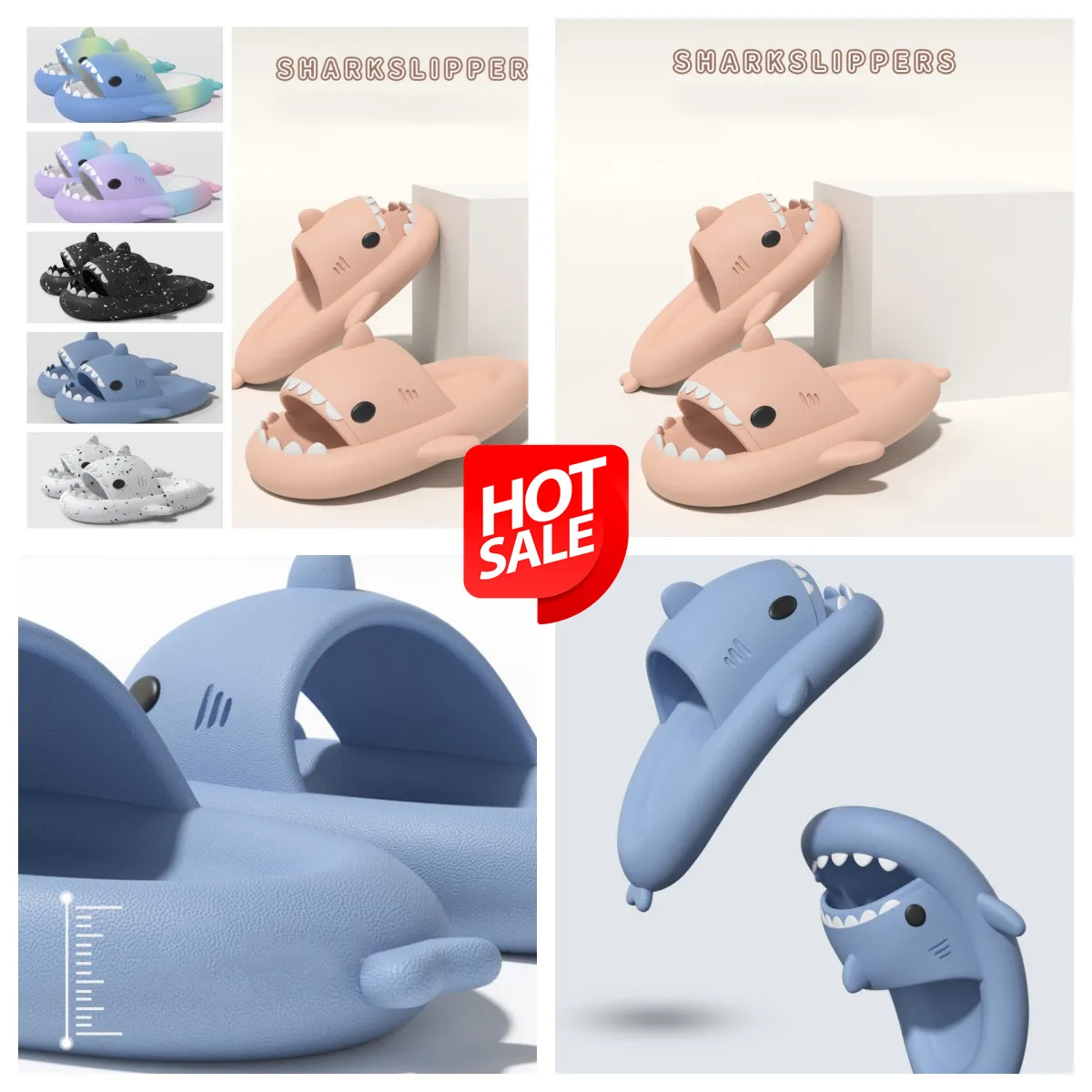 GAI pantoufles sandales en coton Lovely Shark Couple's Cartoon shark femme confortable Résistant Simplicité Parent-enfant léger Printemps-Été Natation TAILLE35-46