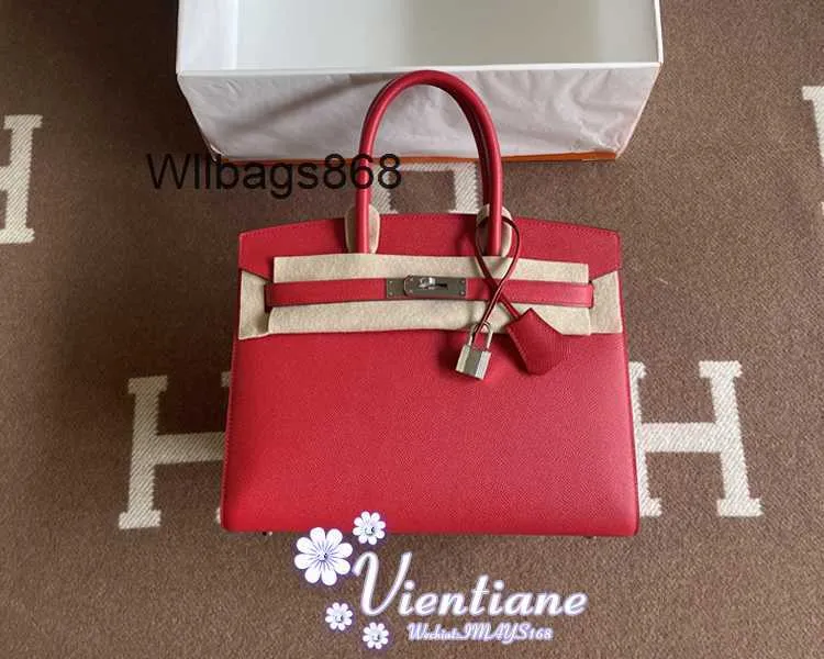 Bolso de mano para mujer BK L, nuevo bolso con costura externa, 30cm, bandera nacional, color rojo, Casaque, piel de vaca Epsom, hebilla plateada