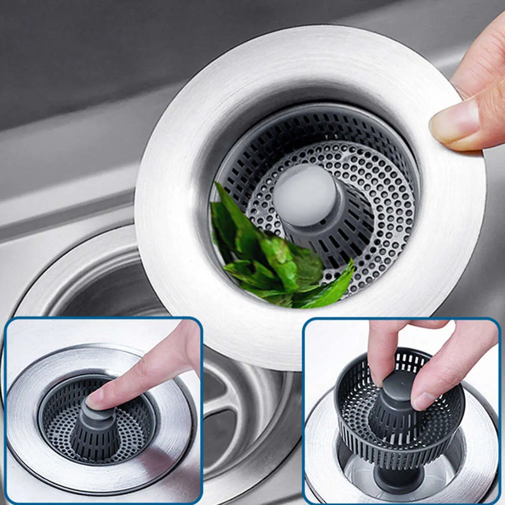 Kitch&Quip Filtro Lavandino Cucina 3Pezzi- 2 Tappi Lavandino Cucina in Acciaio Inox con Filtro in Silicone a 1 Stella - Perfetto per Scarichi di Lavelli, Vasche da Bagno e Docce - 83 X 48 Mm