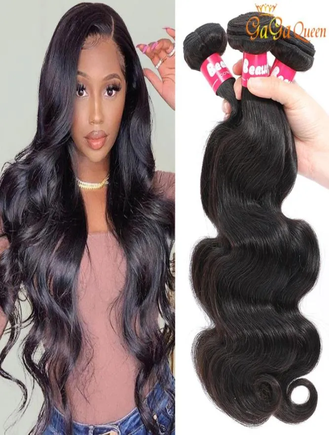 Gaga Queen 9A Indian Body Wave Virgin Human Hair Extensions 3 Bundles Unprocessed Brazilian Peruvian Indian Virgin Remy Hair Deals9039009