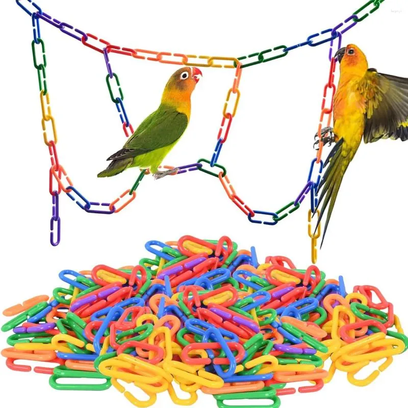 Andere Vogelbenodigdheden 100 stks/set Papegaai Kauwen Plastic Speelgoed C Clips Haken Ketting Links Educatief Speelgoed Schommel Klimmen