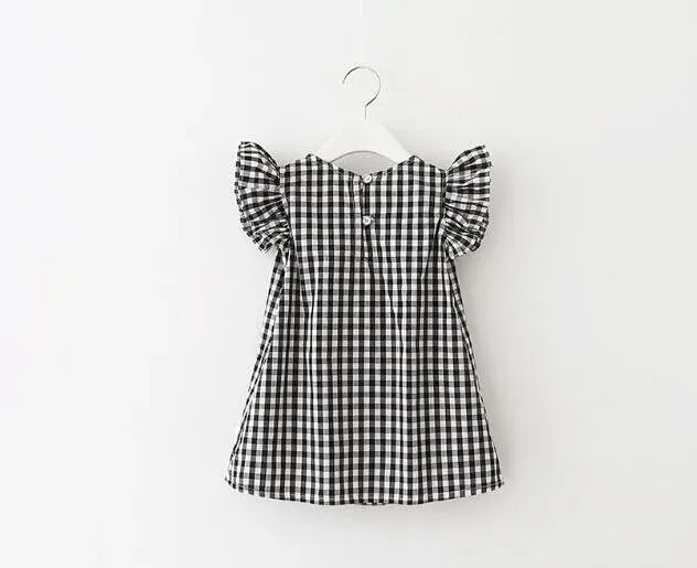 New Summer 2017 Children's lattice sleeves summer short-sleeved dress girls doll shirt G321