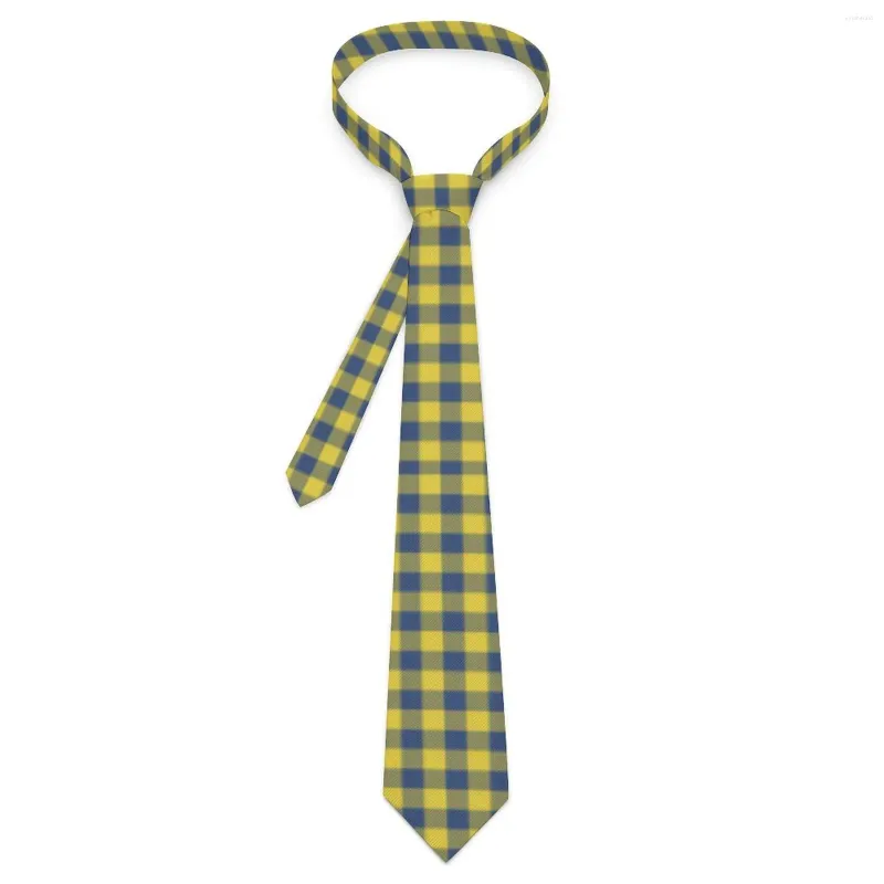 Nœuds papillons rétro cravate à carreaux jaune et bleu col graphique col décontracté pour hommes femmes loisirs cravate accessoires