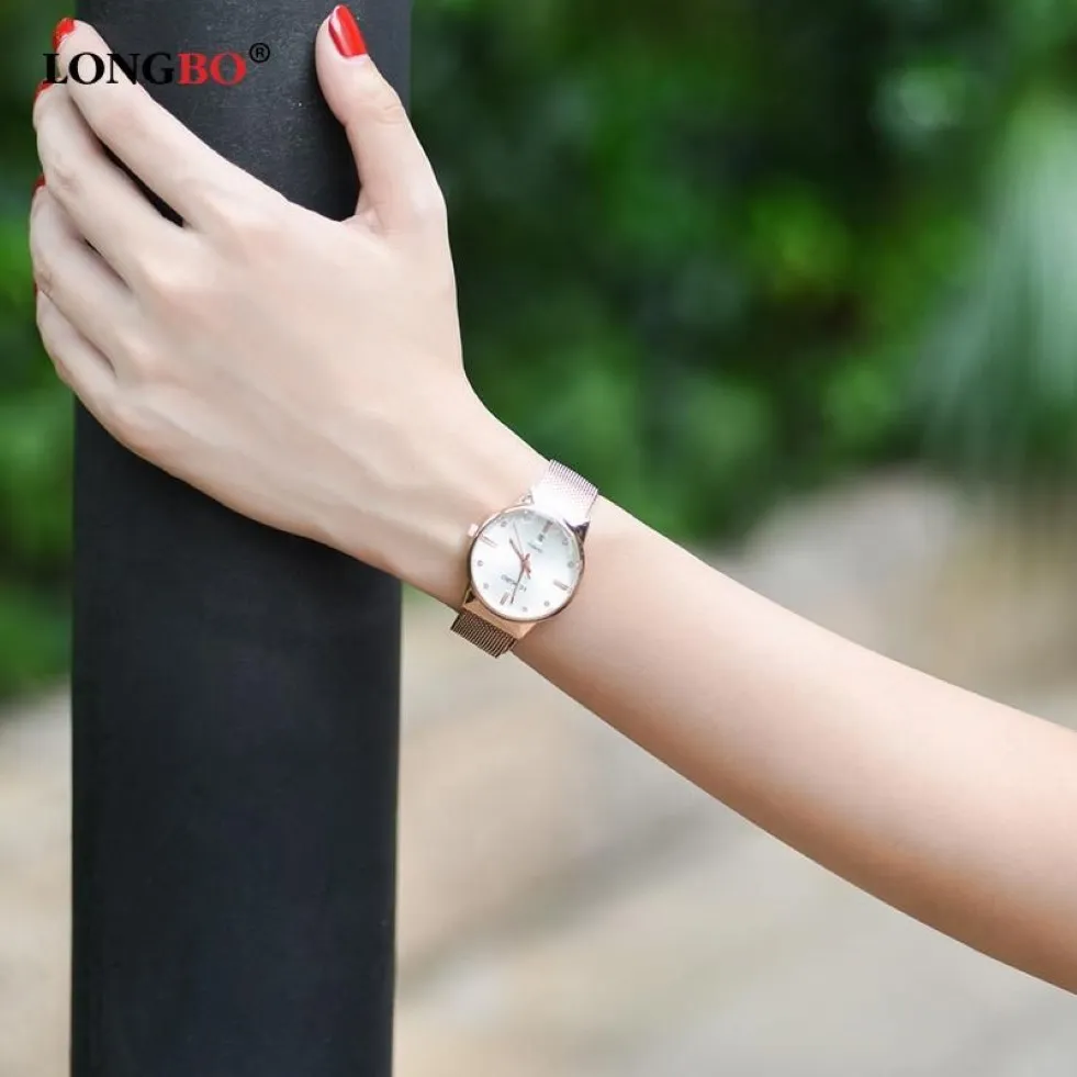 Longbo Business Luxury Women Diamond Watches Japan Quartz 5 atm Waterproof Ladies Watch rostfritt stål Fashion Reloj Mujer Brw 50299n