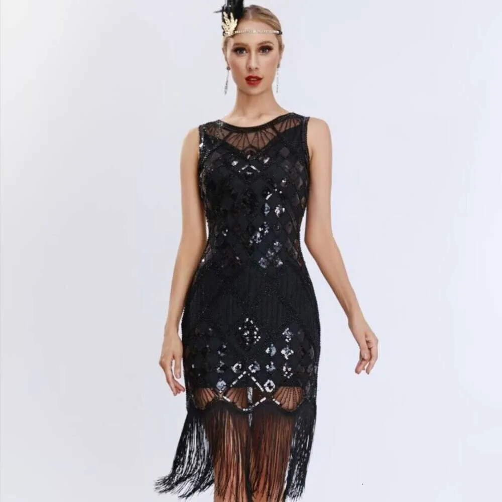 Fringe Vest 1920s High-End Banquet Party Sequin Dress 792776