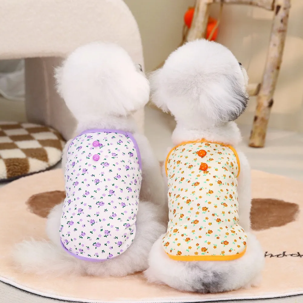 Pet Dog Clothes Pet Clothing Spring/Summer Bichon Teddy Pet Vest Strap Floral Strap