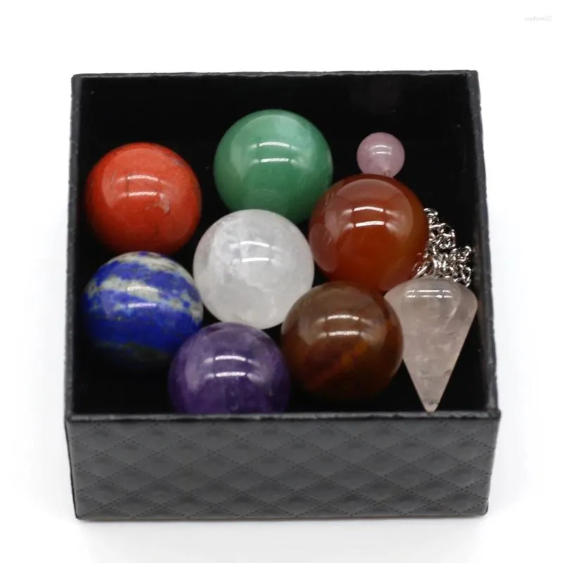 Decoratieve beeldjes Zeven chakra's Woondecoratie Natuurlijke energiestenen Kristallen bol Boxed Yoga Healing Tumble Gepolijste edelstenen Reiki Bulk