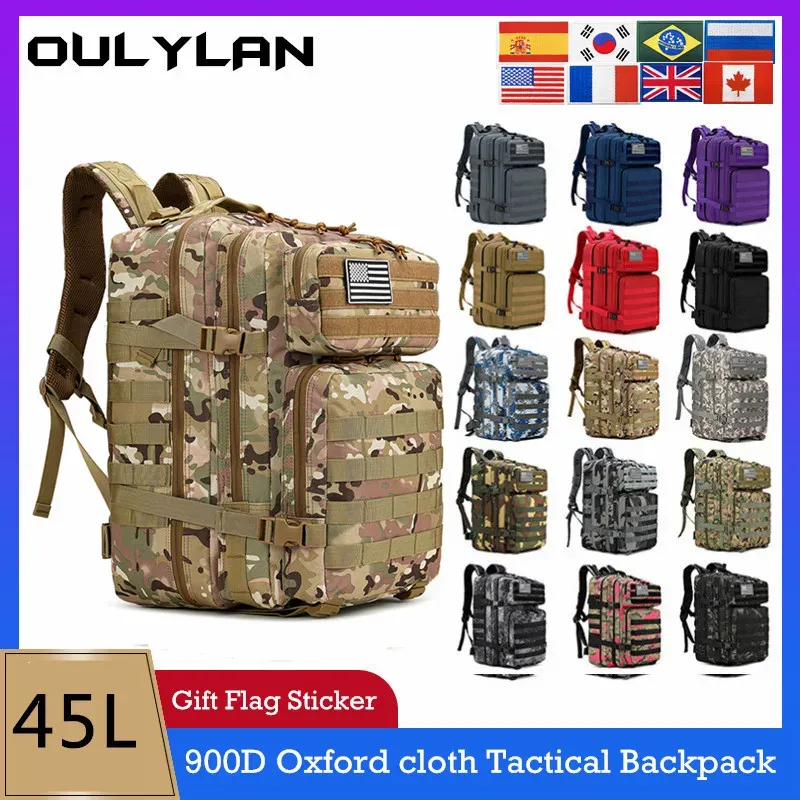 Väskor ouylan 45l Militär taktiska ryggsäckar 900D Molle Army Assault Pack Outdoor Camping Bag Handing Travelling Rucksack