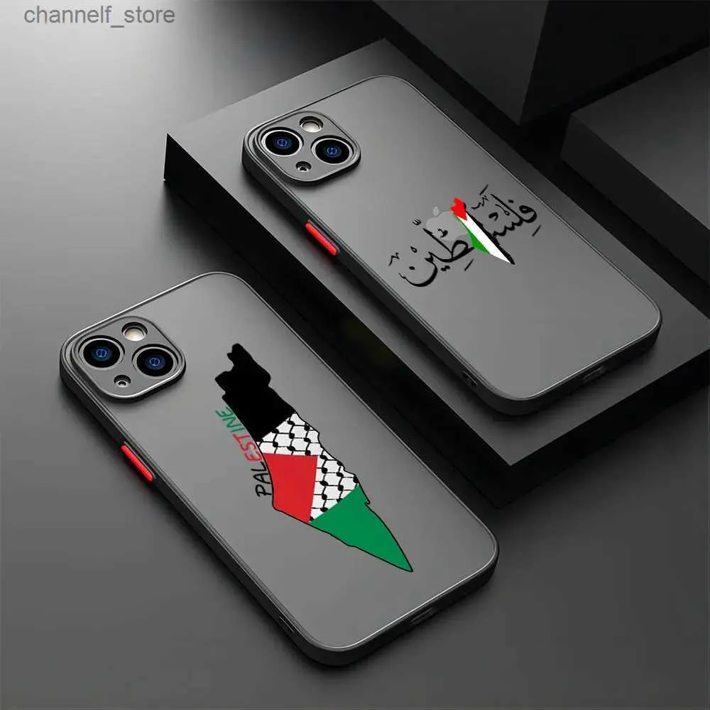 Cell Phone Cases Matte Transparent Back Phone Case For iPhone 15 14 13 12 11 Pro Max X XR XSMax 7 8 Plus Palestine Flag Map Passport CoverY240325