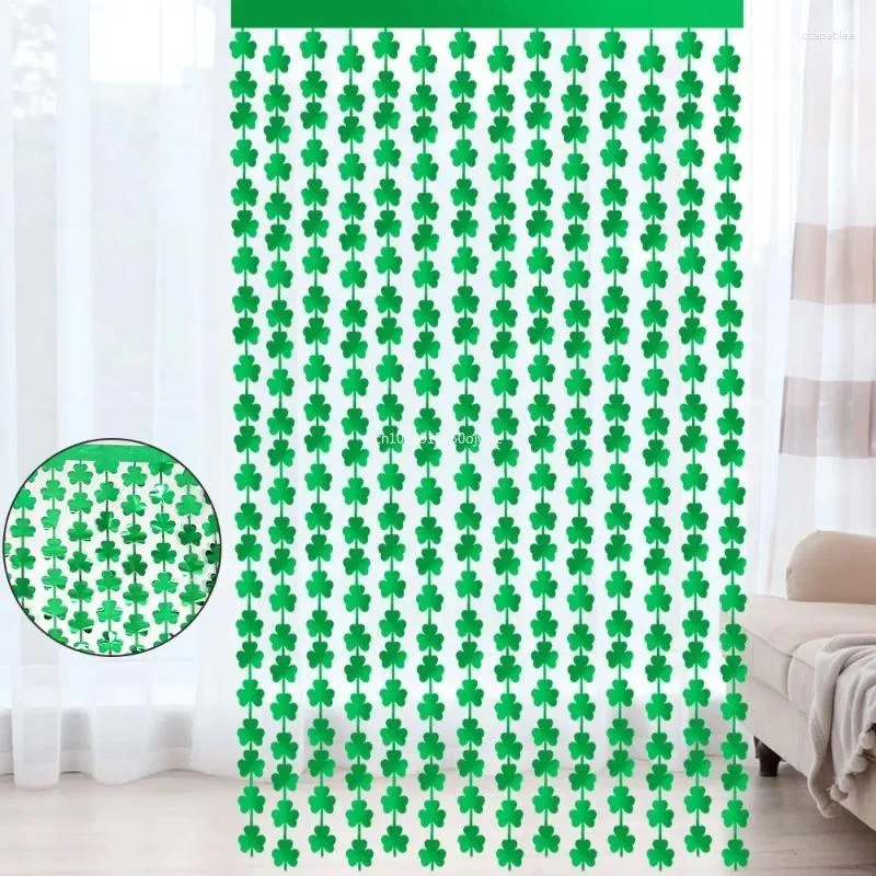 Party Decoration 1 2M St. Patrick's Day Irish Festival Green Clover Rain Silk Curtain Supplies