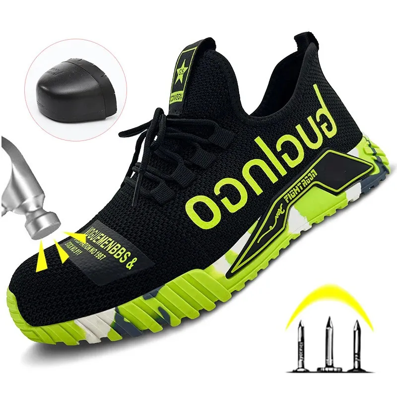 Work Shoes for Men Work Safety Boots Anti-stab Safety Shoes Steel Toe Work Protective Shoes Outdoor Light Sneaker indestructible 240313