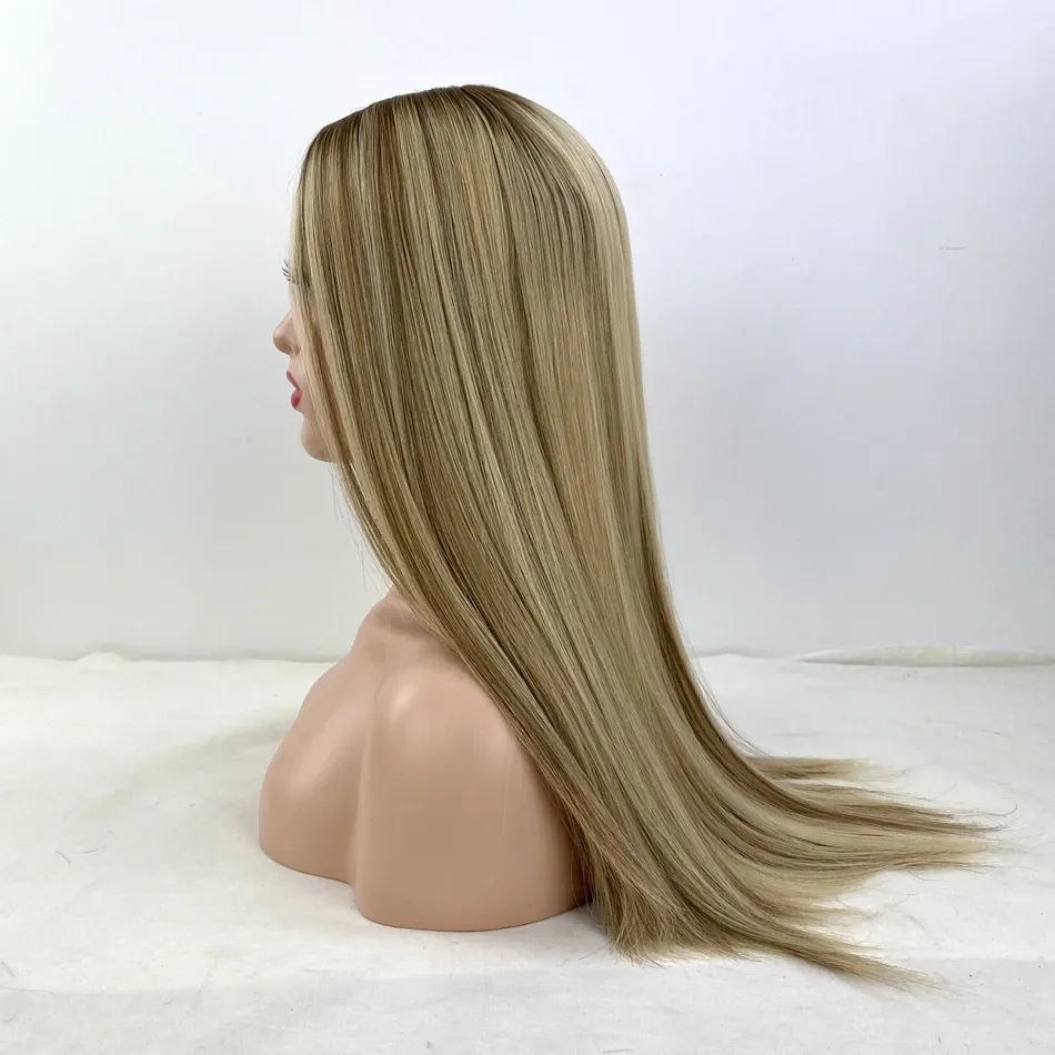 Toppers Personalizado Piano Cor Reta Mulheres Topper 100% Virgem Cabelo Humano Nós Invisíveis Base de Seda Clipe em Peças de Cabelo