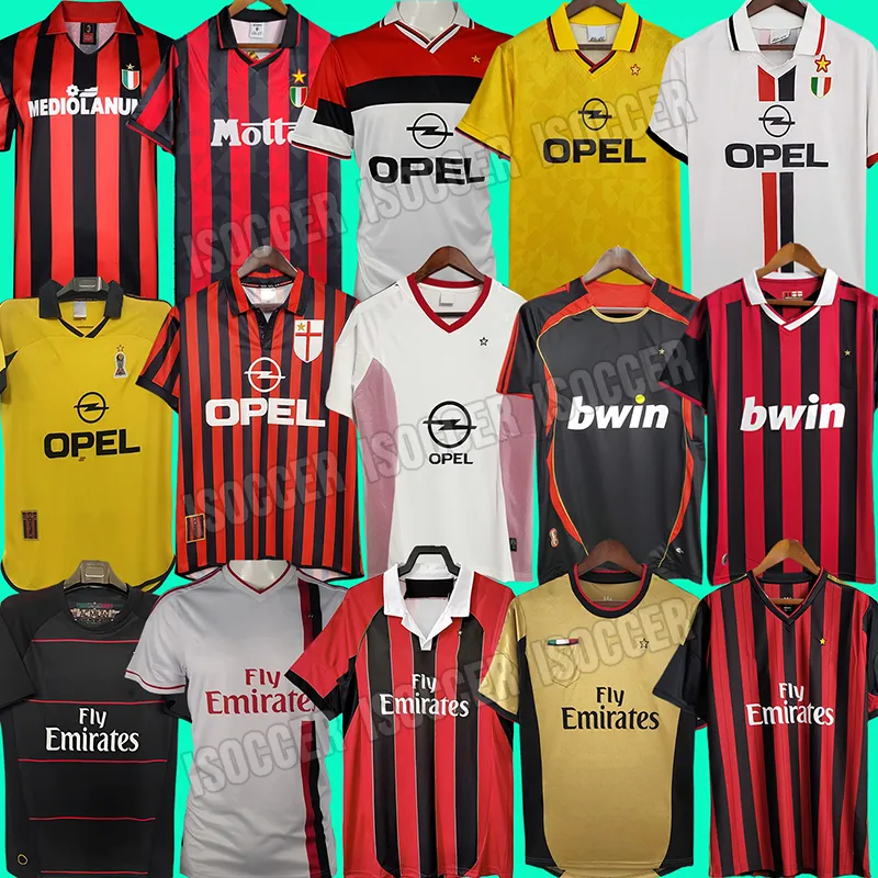 Retro shirts 96 97 99 Gullit soccer jerseys 88 89 02 03 04 05 06 Vintage AC MILANs Maldini Van Basten football KAKA Inzaghi aC 06 07 09 10 Rivaldo SHEVCHENKO Baresi Seedorf