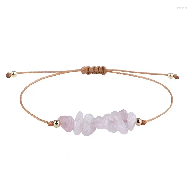 Charm Armband Natural Crystal Stone Oregelbundna energiarmband pärlor chips smycken Aquamarine Rose Quartz för kvinnor