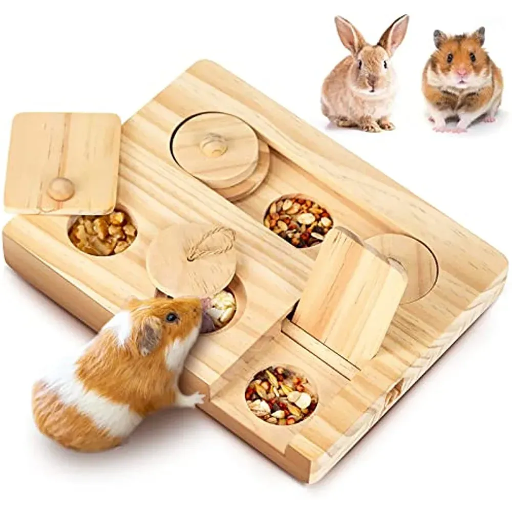 Brinquedos 6 em 1 cobaia forrageamento brinquedos coelhohamsters enriquecimento interativo quebra-cabeça brinquedos dispensador de tratamento para pequenos animais coelhos ratos